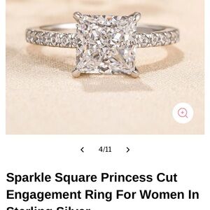 Sparkle Square Princess Cut Engagement Ring in Silver